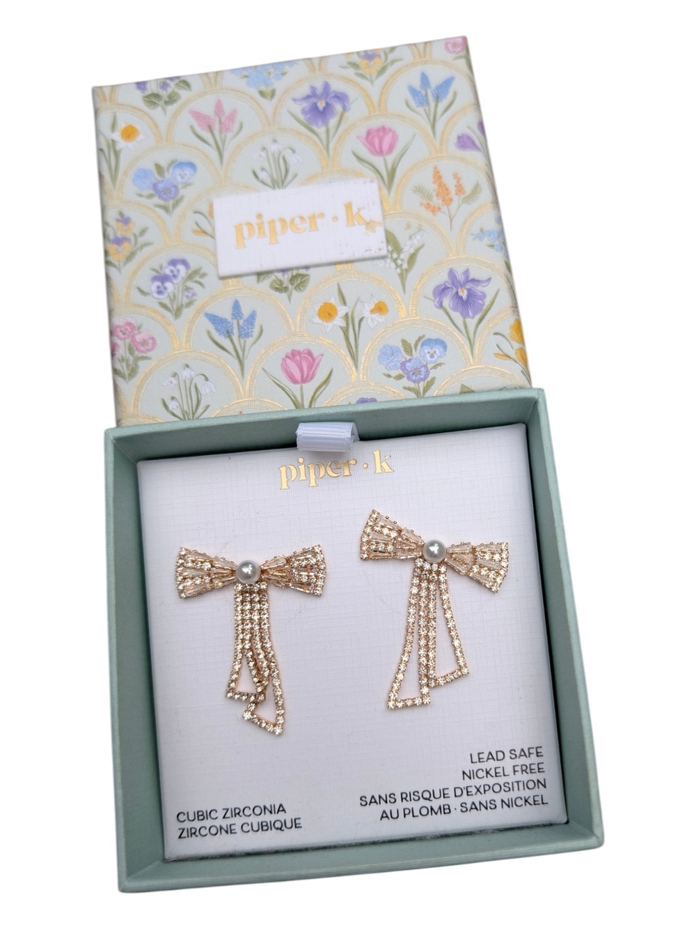 Piper K Gold Bow Drop Earrings